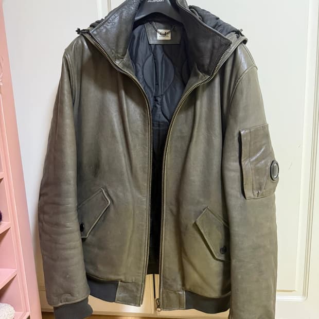 CP Company 레더 후드 마원 자켓