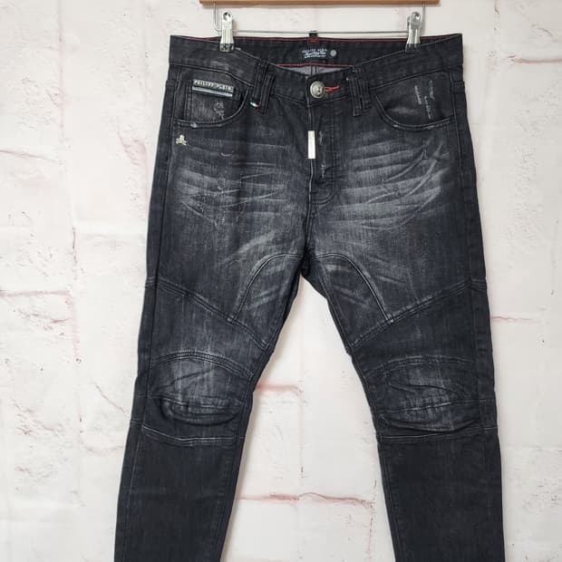 필립플레인 블랙 데님 팬츠