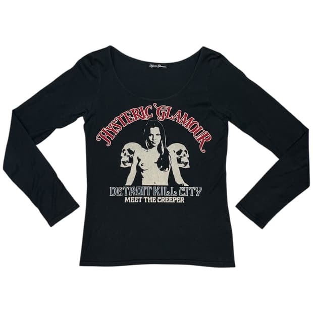 히스테릭 글래머 아카이브 히스걸과 해골 롱슬리브 티셔츠