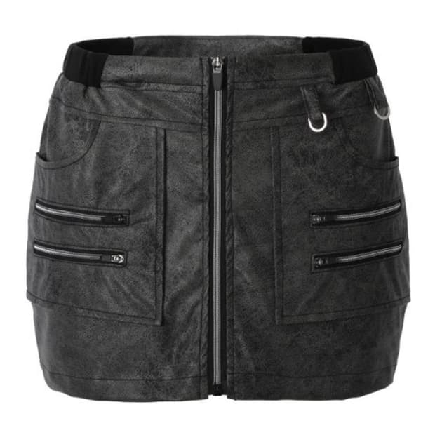 쓰리타임즈 zip leather skirt 지퍼 레더 미니 스커트 쓰탐