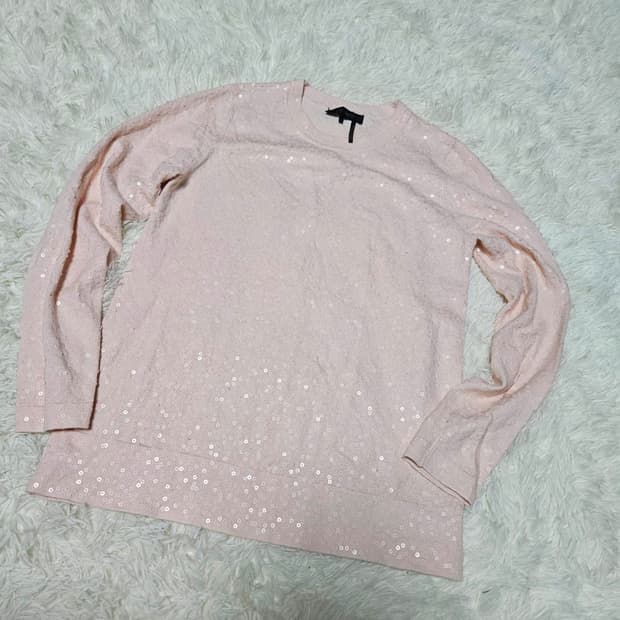 도나카란뉴욕(DKNY) 레이온 블러시 핑크 올오버 스팽글 니트