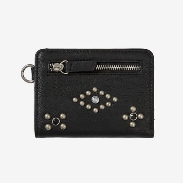 일리고 스터드 크로스 반지갑 블랙