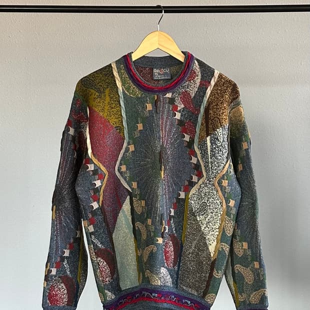 [L]GECCU 3D 그래픽 메리노 울 니트 스웨터