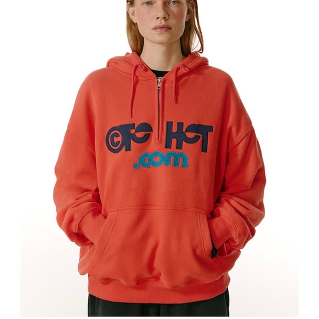 새상품) 테켓 하프집업 후디 오렌지 스몰