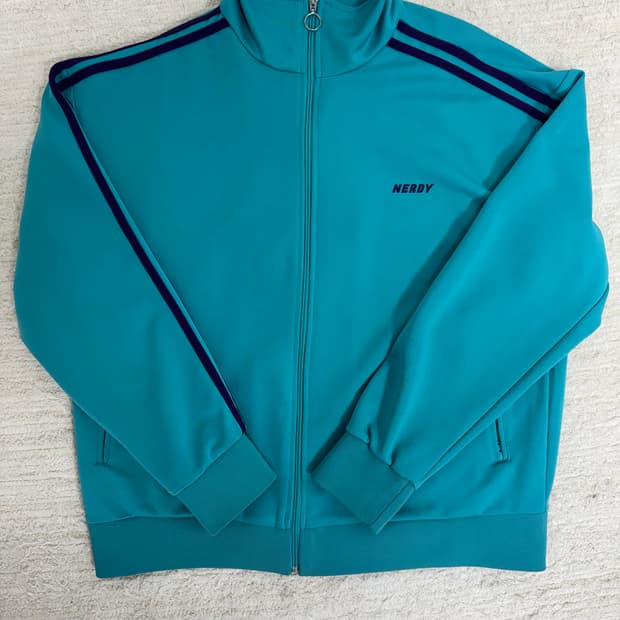 •NERDY 터콰이즈 트랙 집업 자켓 (사이드 라인)