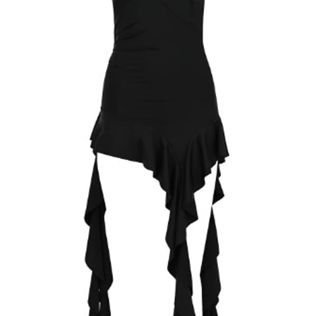 보헴서 러플 미니 드레스