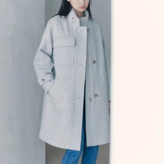 구호플러스 하이넥 캐시미어울 코트 프리사이즈