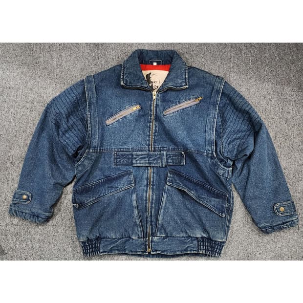 90s 에드윈 X RMS 빈티지 데님 봄버 집업 자켓 L