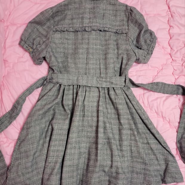 급처상태양호!리즈리사 X 마이멜로디 콜라보 자가드 체크 원피스 자켓 코트