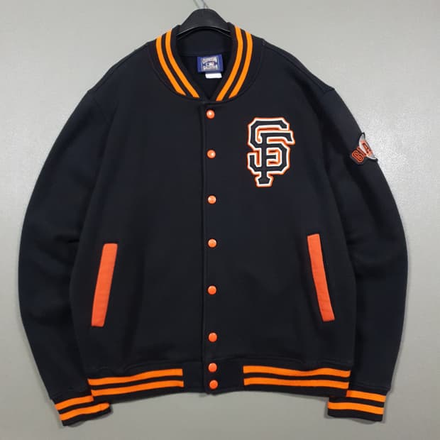 L) 쿠퍼스타운 90s MLB 샌프란시스코 코튼 스웻 바시티 자켓
