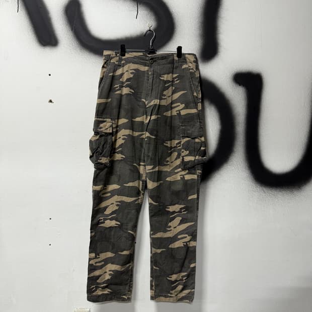 VTG 빈티지 빅사이즈 카모 플라주 멀티 포켓 립스탑 와이드 카고 팬츠