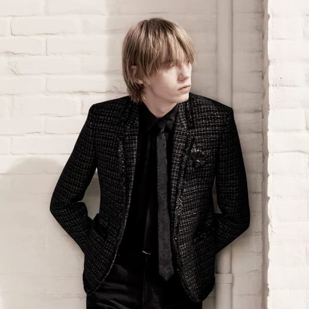 생로랑 야자수 자카드 넥타이 스키니 타이