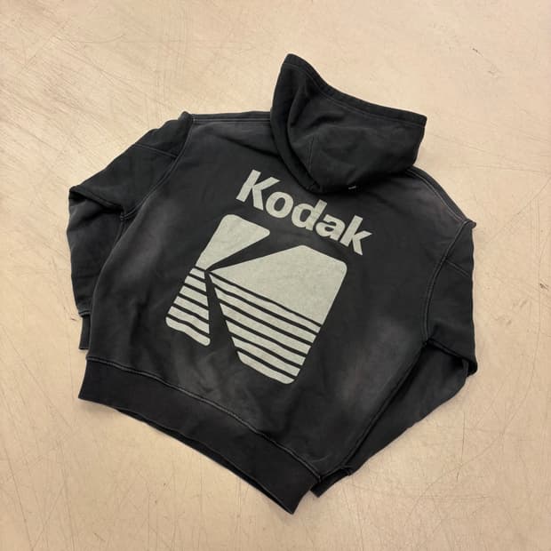 코닥 빅로고 피그먼트 워싱 후드티