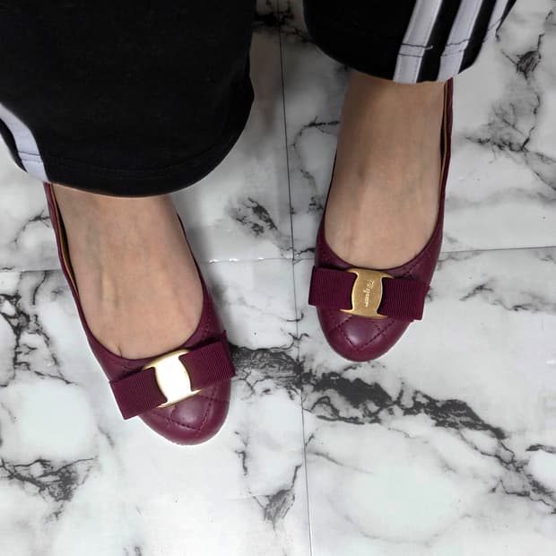 페레가모 225사이즈 리본플랫슈브