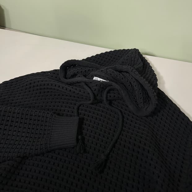 L-XL 자라 맨 블랙 루즈오버핏 시스루 니트후드