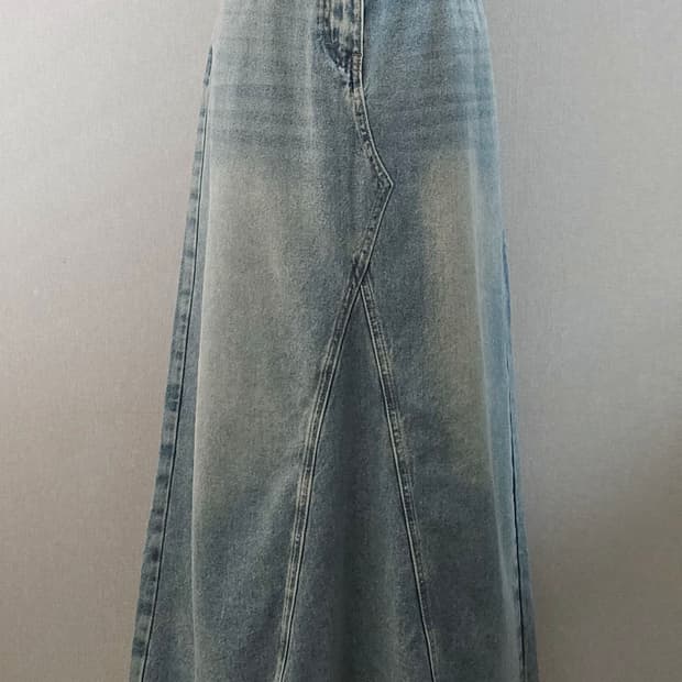 수술 데님 롱 스커트