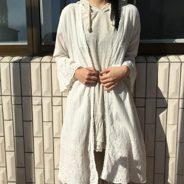 Punching point open long caridgan