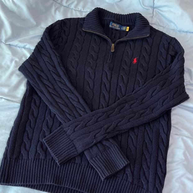 폴로 꽈배기 케이블 니트 반집업 하프집업 m사이즈 팔아요!