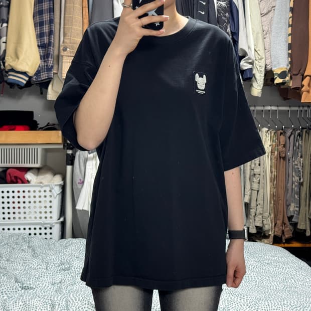 라이프워크 블랙 오버핏 반팔 티셔츠