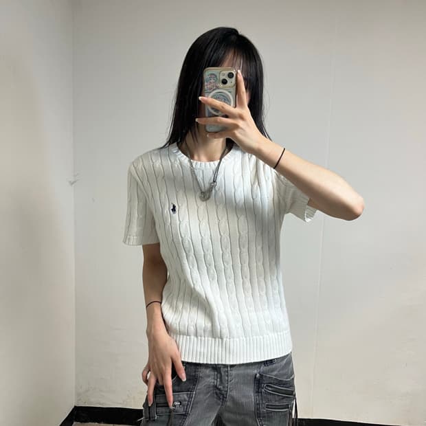 Polo Ralph Lauren White Knit T-Shirt