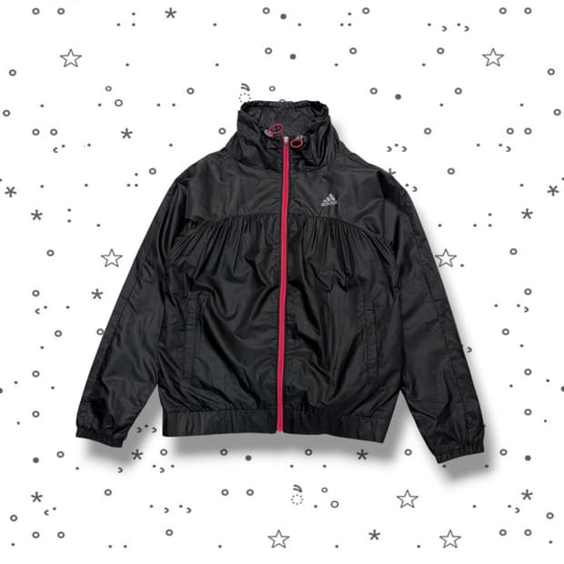 S ADIDAS 아디다스 블랙 핫핑크 바람막이