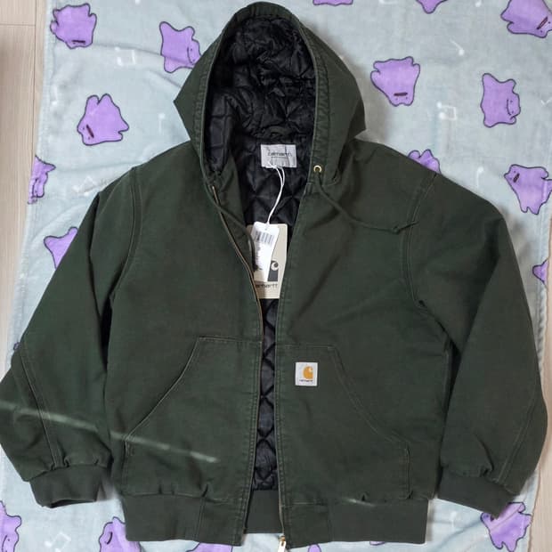 칼하트 WIP OG 액티브 자켓 올리브 스톤 캔버스