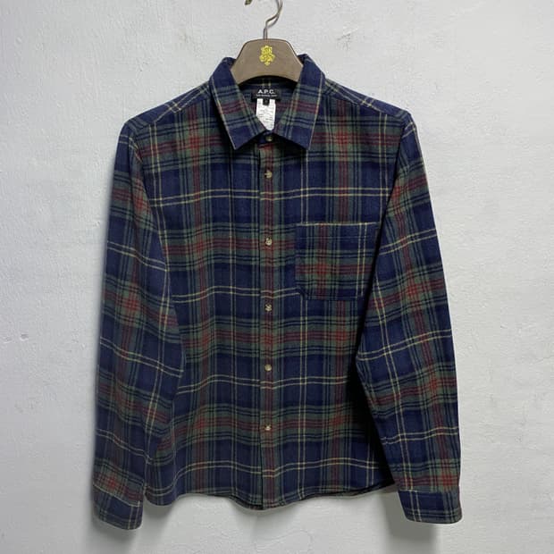 APC 울 체크셔츠 L