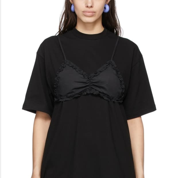 Pushbutton Frilled Bra Point T-Shirt w