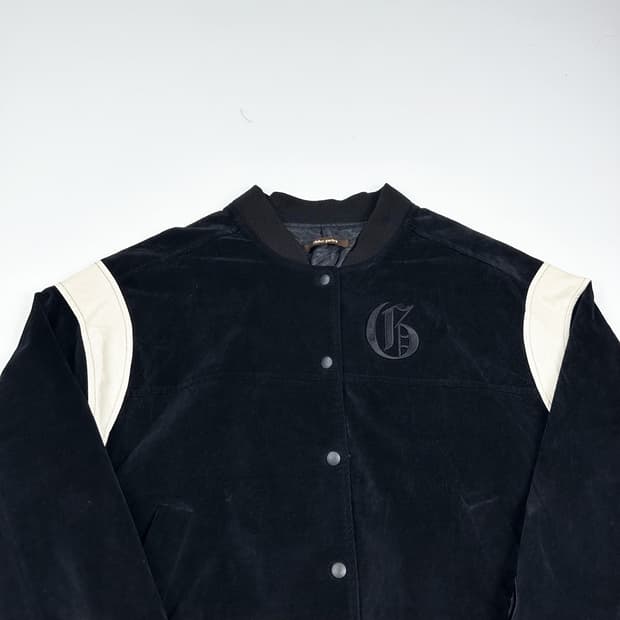 VTG 빈티지 벨벳 블랙 블루종 바시티 자켓 (XL)