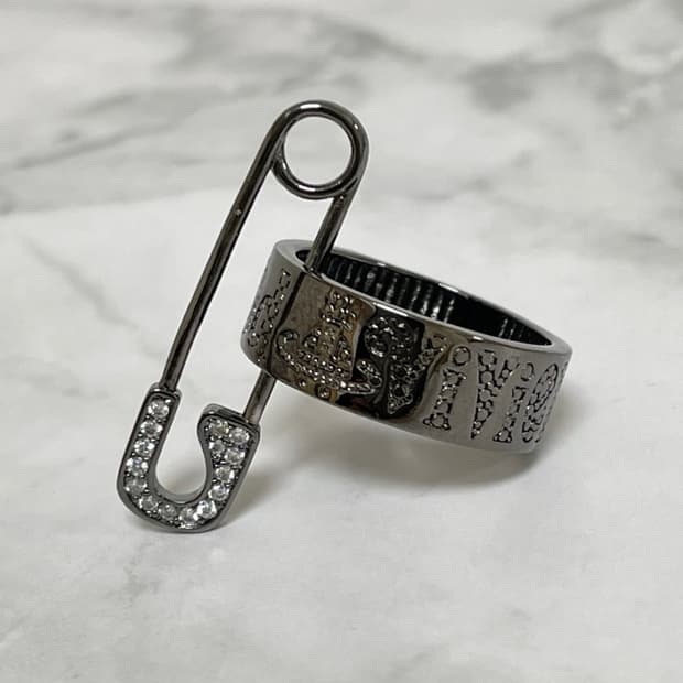 비비안웨스트우드 아카이브 그레이실버 버논링 세이프티핀링 반지