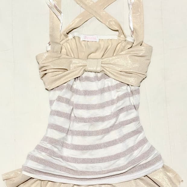 리즈리사 빅리본 스트라이프 나시 슬리브리스 라떼갸루 로걀 히메갸루