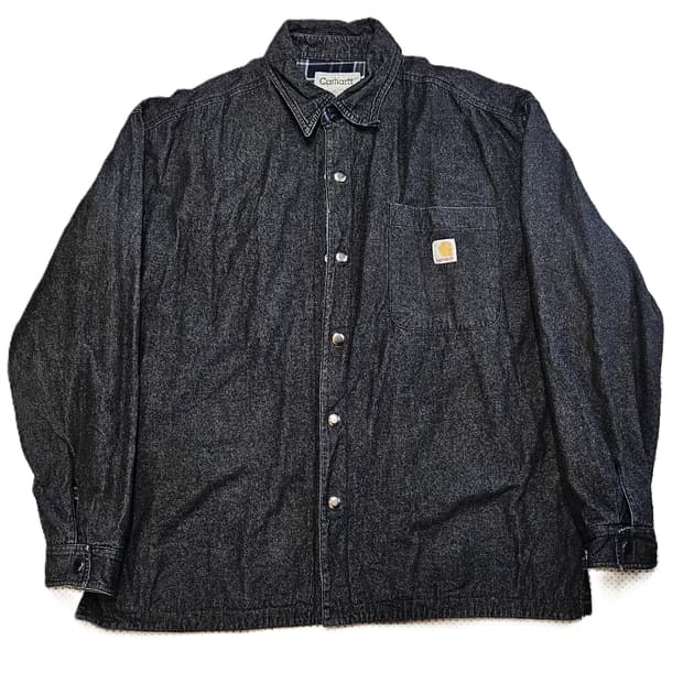 칼하트 리워크 블랙 데님 워크셔츠 자켓
