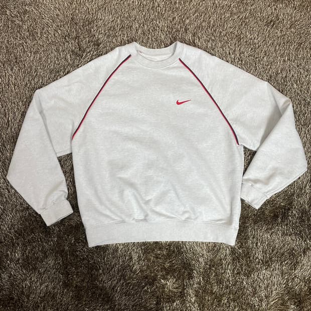 나이키 NIKE 멜란지 레드스우시 오버핏 크루넥 맨투맨