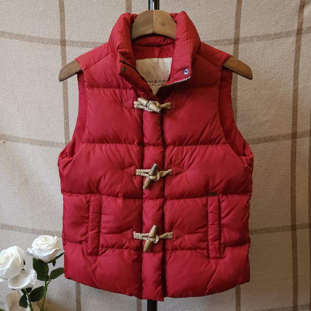 폴로 패딩 조끼 데님앤서플라이 패딩 베스트 더플 버튼 레드 xs