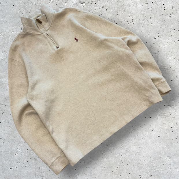 [L] 폴로 랄프로렌 신형 큐알 하프집업 맨투맨 베이지 D864