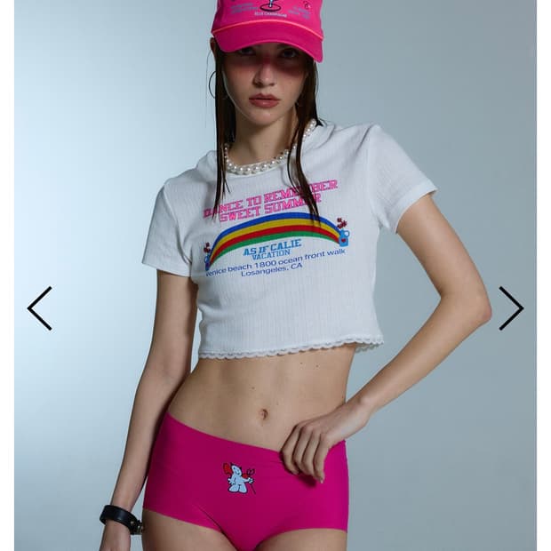 애즈이프캘리 RAINBOW LACE CROP TSHIRT