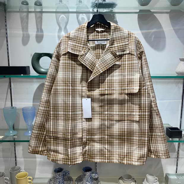 마르지엘라 oversized brown check jacket