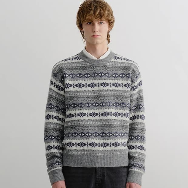 던스트 25fw 페어아일 니트 그레이