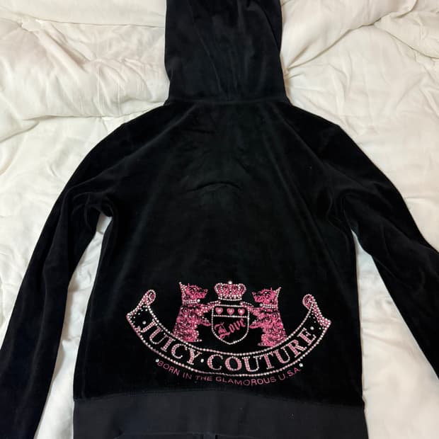 쥬시꾸뛰르 블랙 벨벳 후드집업