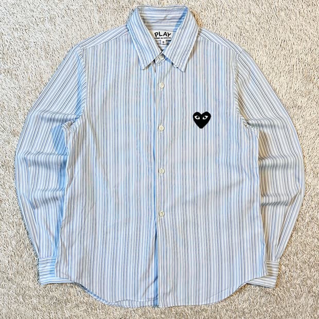 꼼데가르송 CDG 블랙와펜 스트라이프 셔츠 블루