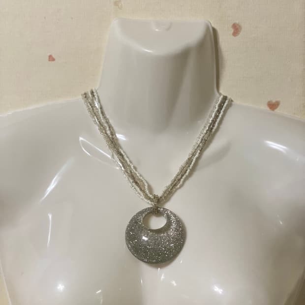 글리터 원형 실버 비즈 목걸이 페어리 키치