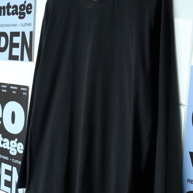 (M-XL) 드로우핏 긴팔티셔츠 긴팔 무지 블랙 쭉티-H31305