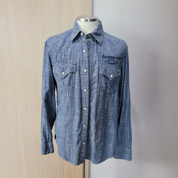 쉐인진 Shane 남자 샴브레이 웨스턴 셔츠 L 블루