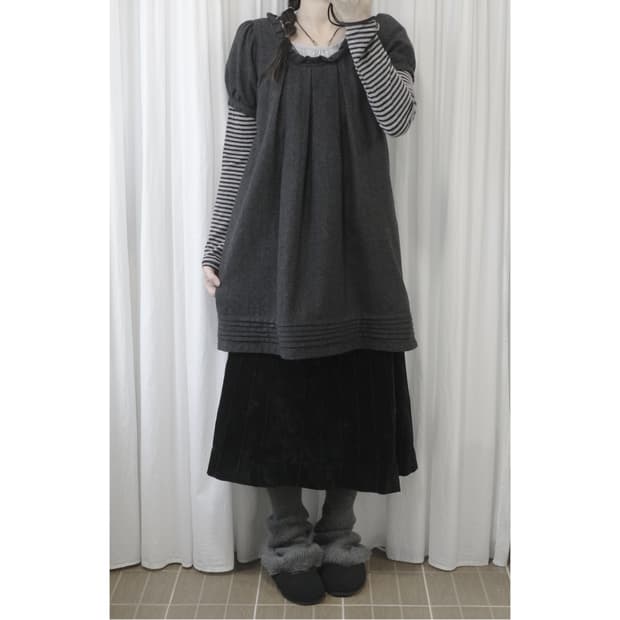 Charcoal Frill Pintuck Dress