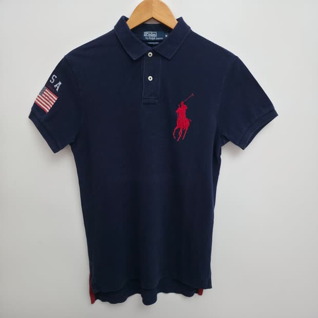 [M] 폴로 랄프로렌 빅포니 성조기 USA 네이비 카라티
