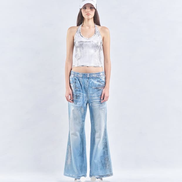 2000archives Denim metallic Sweatpants