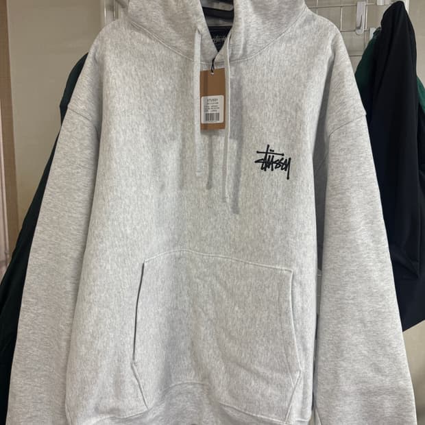 스투시 베이직 스투시 후드 애쉬 헤더 L 사이즈2023