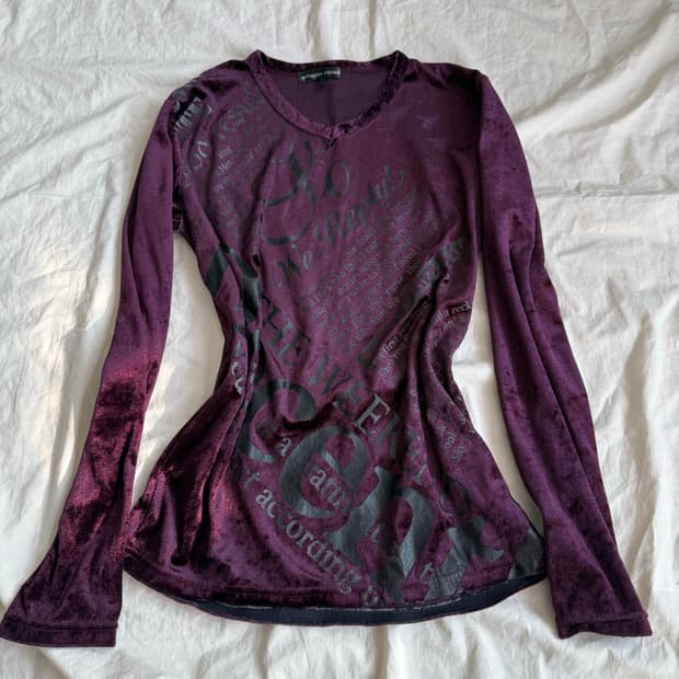 퍼플 벨벳 펑크 락시크 롱 슬리브