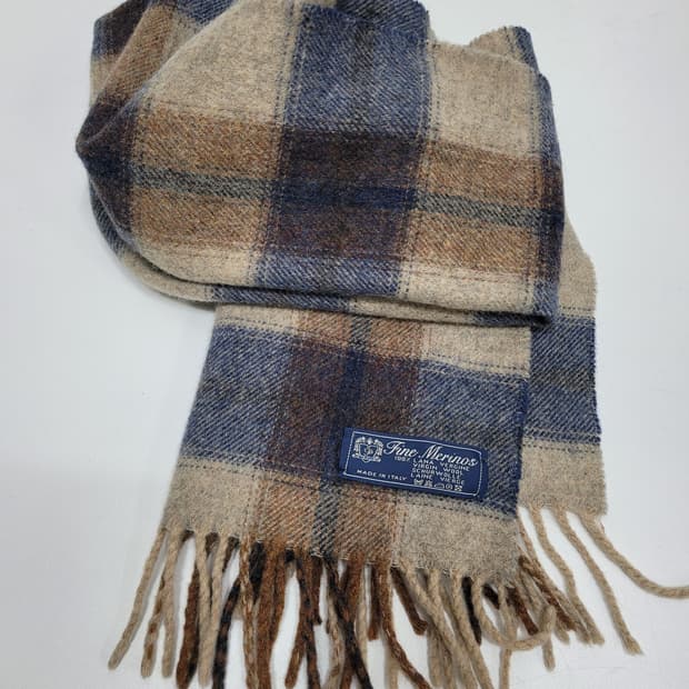 파인 메리노스 버진울 100% 체크 머플러 / 182x28