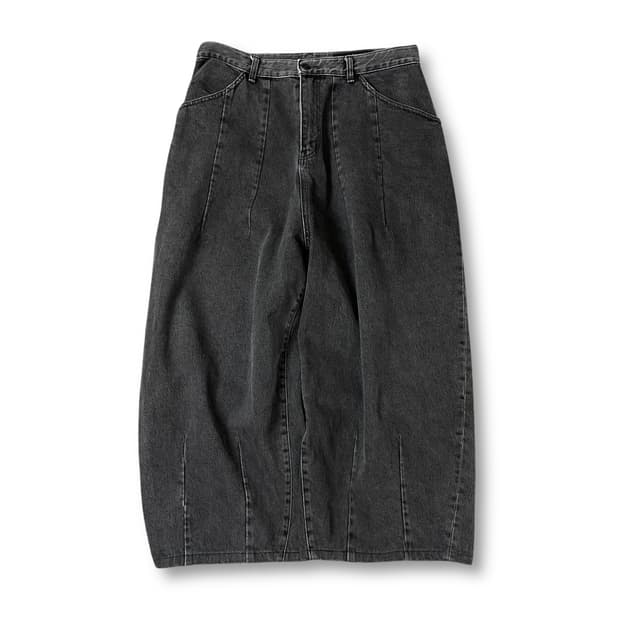  (34) REDEAR 그레이 흑청 와이드 데님 팬츠 L